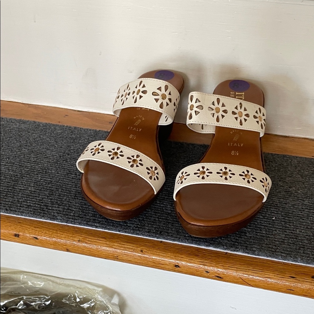 Italian Shoemakers Cream and Brown Sandals
